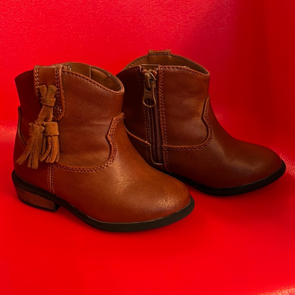 Cat and Jack brown booties with tassels toddler size 6